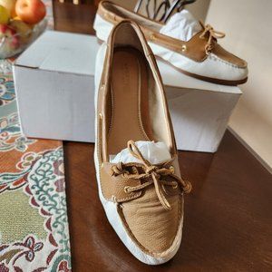 Sperry Top Siders - Boat shoes/loafers - Women's 10 M - White and beige